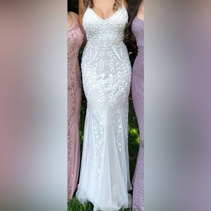 Beautiful white beaded cream gown-size 2 - perfect condition